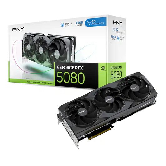 PNY NVIDIA GeForce RTX 5080 Overclocked 16GB GDDR7 Graphics Card – Triple Fan